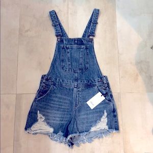 Medium Distressed Jean Denim Overalls